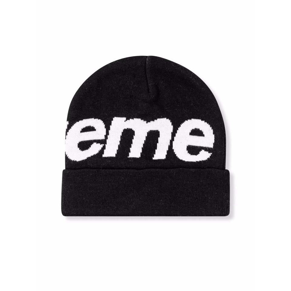 Supreme Big Logo Beanie Hatut Mustat | FI111XF
