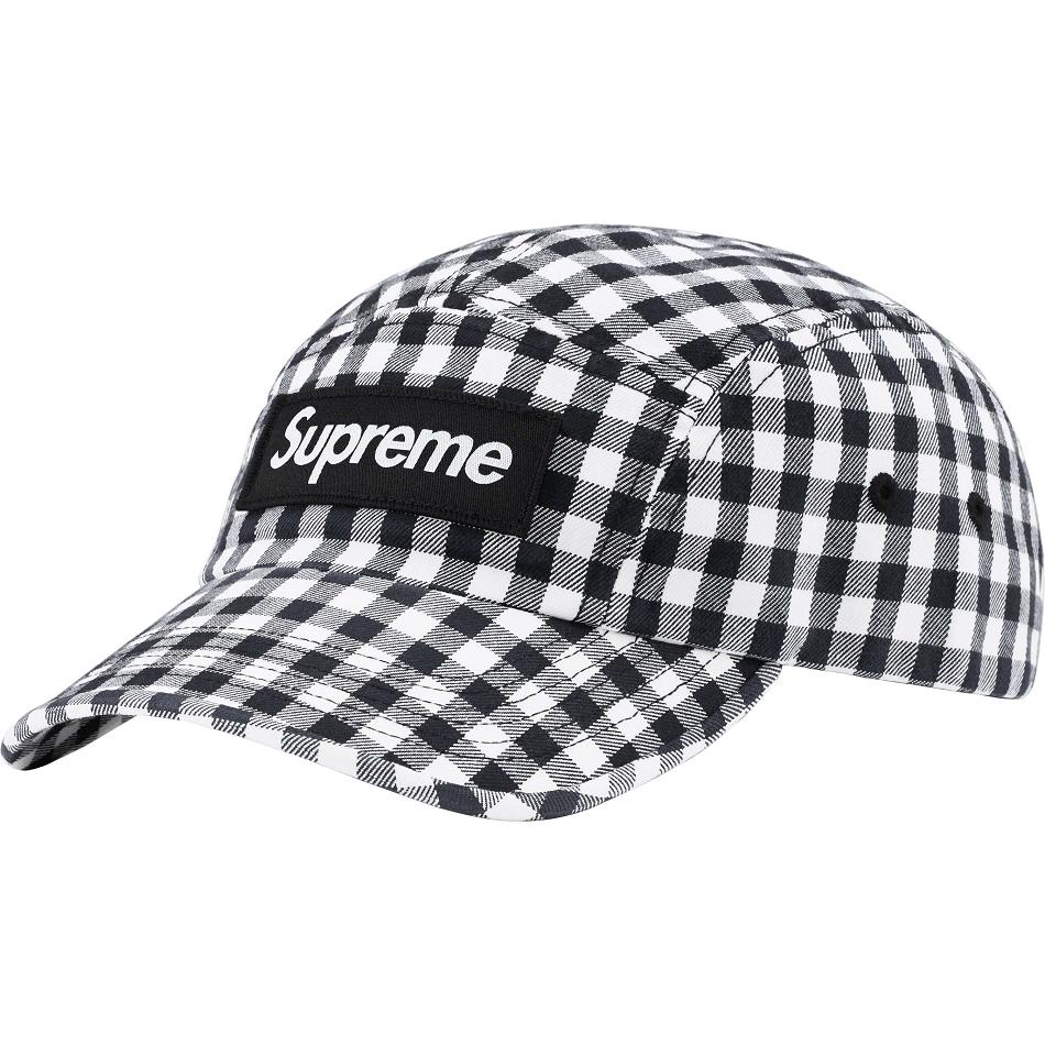 Supreme Gingham Camp Cap Hatut Mustat | FI116MA