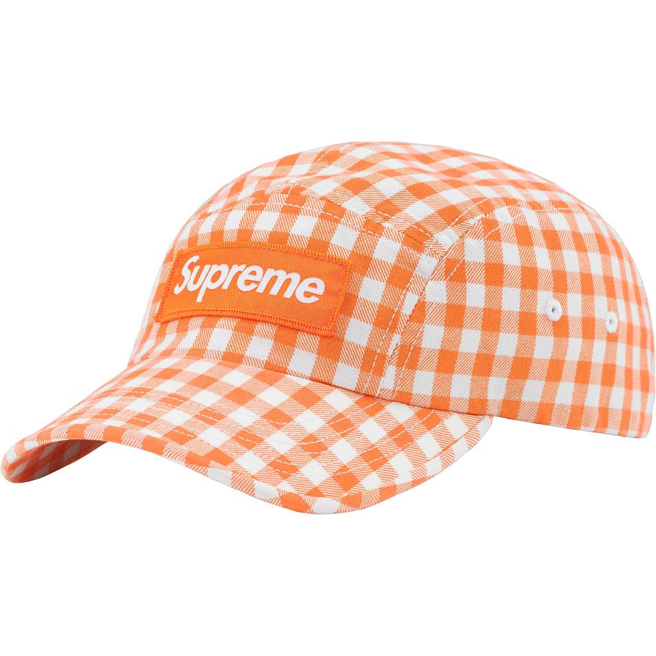 Supreme Gingham Camp Cap Hatut Oranssi | FI118WY