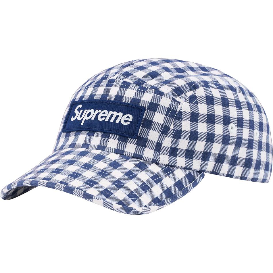 Supreme Gingham Camp Cap Hatut Sininen | FI115NB