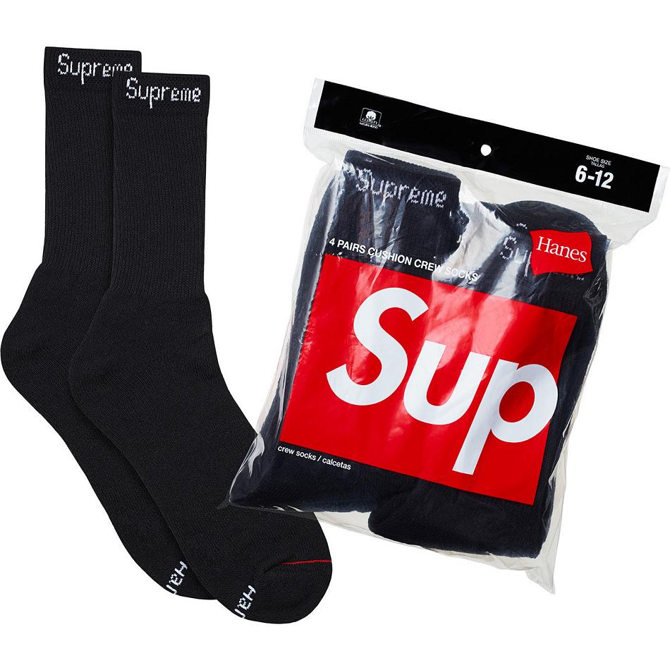 Supreme Hanes® Crew Socks (4 Pack) Sukat Mustat | FI105GL