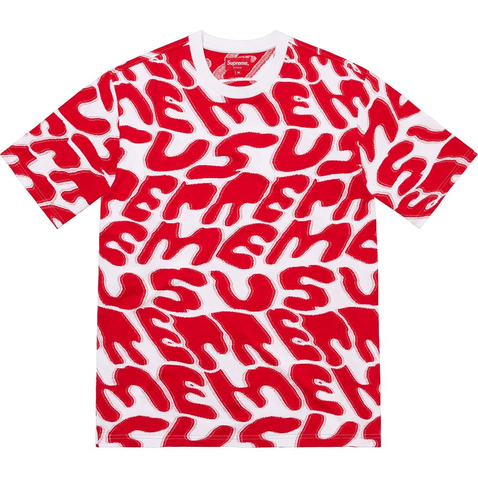 Supreme Stacked Intarsia S/S Top Neulepuserot Valkoinen Punainen | FI311DN